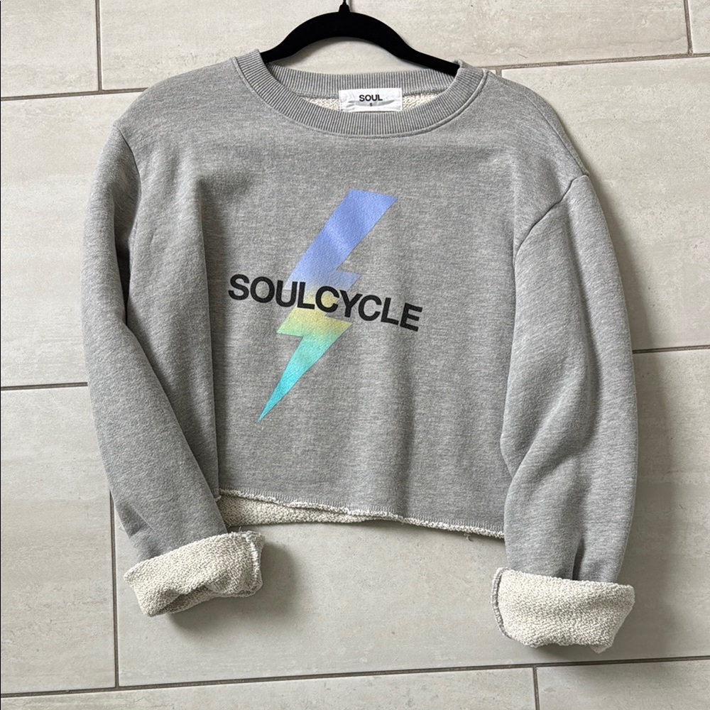 SoulCycle Gray Sweatshirt with Lightning Bolt